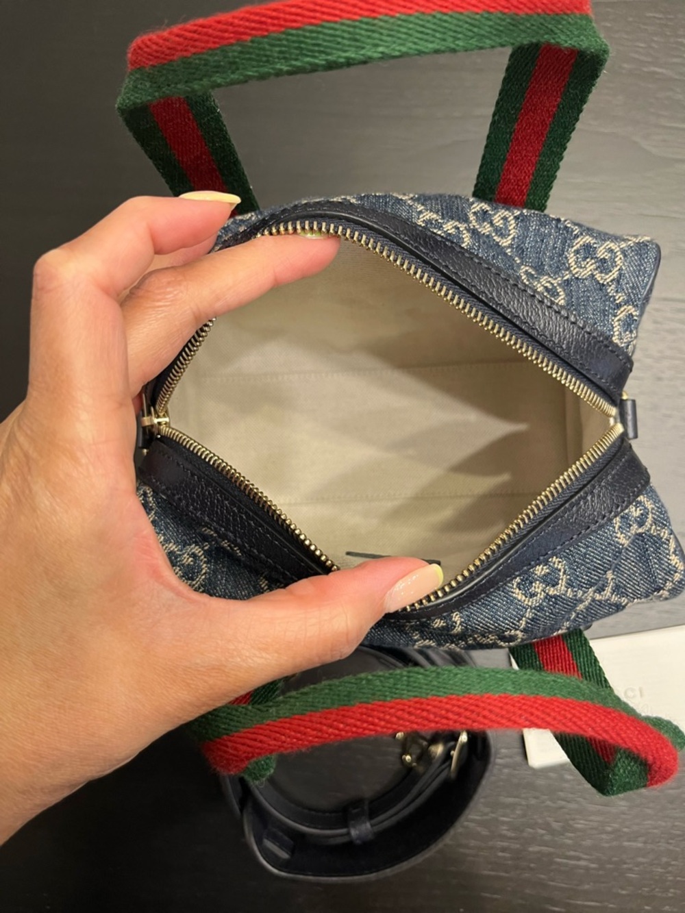 NEW ❤️Gucci💚 Mini GG Handbag in Blue & White GG Denim - Picture 10 of 15